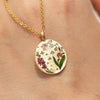Titanium Steel Painted Oil Dripping Floral Oval Tarot Necklace Gold One Size