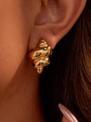 18K Gold-Plated Spiral Earrings with Inlaid Zircon - Elegant Jewelry for Every Occasion - Store 42