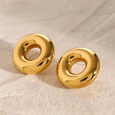 Elegant 18K Gold-Plated Stainless Steel Cutout Round Earrings – Lightweight & Stylish - Store 42