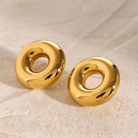 Elegant 18K Gold-Plated Stainless Steel Cutout Round Earrings – Lightweight & Stylish - Store 42