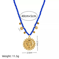 14K Gold-Plated Sun Pendant Necklace with Beads - Elegant Copper Jewelry for Everyday Wear - Store 42