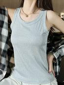Scoop Neck Tank Top Light Gray One Size