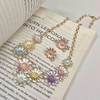 Elegant Alloy Drip Oil Flower Stud Earrings with Rhinestone - 925 Silver Needle - Lightweight - Store 42
