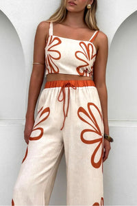 Smocked Square Neck Cami and Pants Set Ochre