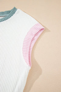 Contrast Trim Ribbed Knit Sleeveless Top
