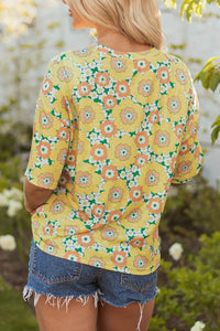 Floral Print Oversized T-Shirt with Round Neck - Soft Stretchy 95% Polyester Blend - Store 42