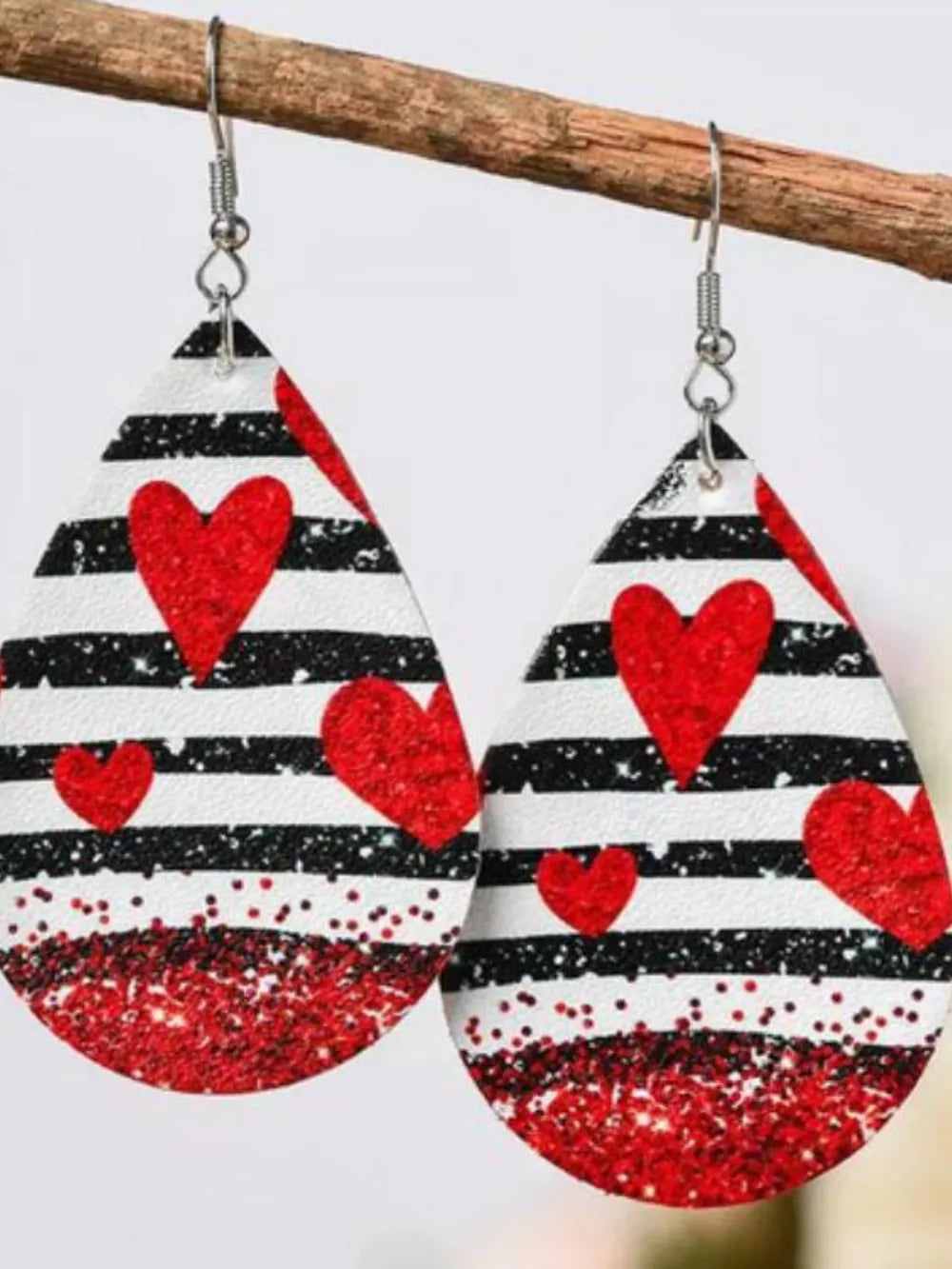 Printed PU Leather Dangle Earrings Style E One Size