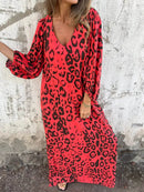 Full Size Printed V-Neck Dress with Pockets Plus Size - Store 42