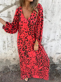 Full Size Printed V-Neck Dress with Pockets Plus Size - Store 42