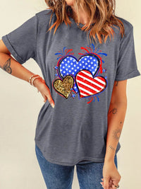 American Heart Graphic T-Shirt for Women - Soft Stretchy Round Neck Tee in Various Sizes - Store 42
