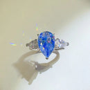 2 Carat 925 Sterling Silver Moissanite Teardrop Shape Ring Silver
