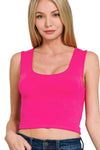 Zenana Double Layered Cropped Tank Top HOT PINK