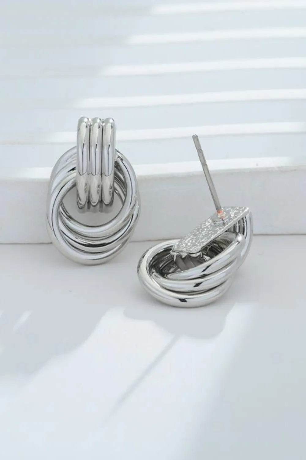 Elegant Gold-Plated Knotted Stud Earrings in 925 Sterling Silver with Copper Accent - Store 42