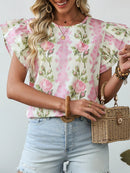 Floral Print Ruffled Sleeve Blouse