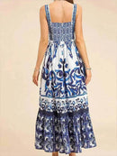 Full Size Printed Sweetheart Neck Maxi Cami Dress Plus Size - Store 42