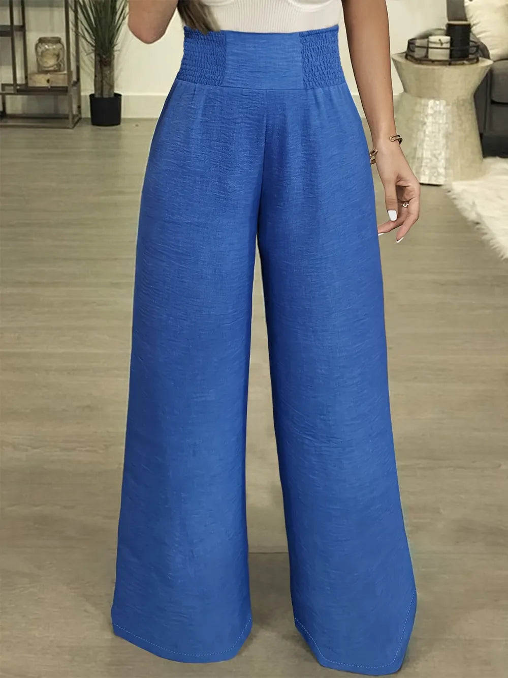 Trendsi Plus Size  High Waist Wide Leg Pants - Opaque, Comfortable Fit, Machine Washable