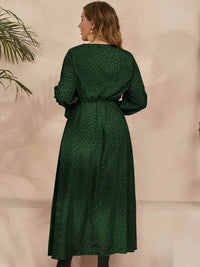 Honey Plus Size Ruffled Polka Dot Long Sleeve Midi Dress - Store 42