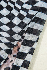 Checkered Round Neck Sleeveless Midi Dress