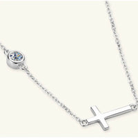 Elegant Cross Moissanite Necklace in 925 Sterling Silver with 18K Gold-Plating, 0.3 Ct - Store 42