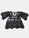Lace Round Neck Cover-Up Black One Size