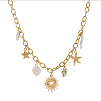 18K Gold-Plated Stainless Steel Charm Necklace Gold One Size
