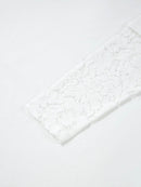 Lace Detailed Long Sleeve Drop Shoulder Tee - Slightly Stretchy Casual Top - Store 42