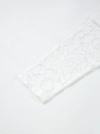 Lace Detailed Long Sleeve Drop Shoulder Tee - Slightly Stretchy Casual Top - Store 42