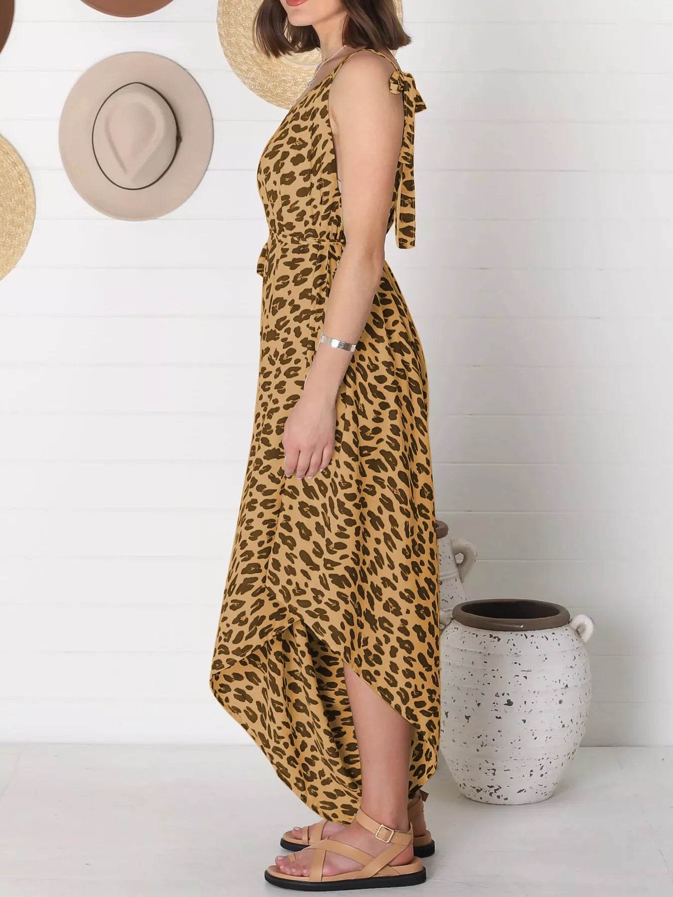 Full Size Leopard Print V-Neck Wide Leg Jumpsuit Plus Size - Store 42