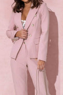 Full Size Lapel Collar Long Sleeve Blazer and Pants Set Plus Size - Store 42