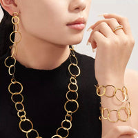 Elegant 18K Gold-Plated Titanium Steel Round Bracelet - Durable & Lightweight Design - Store 42