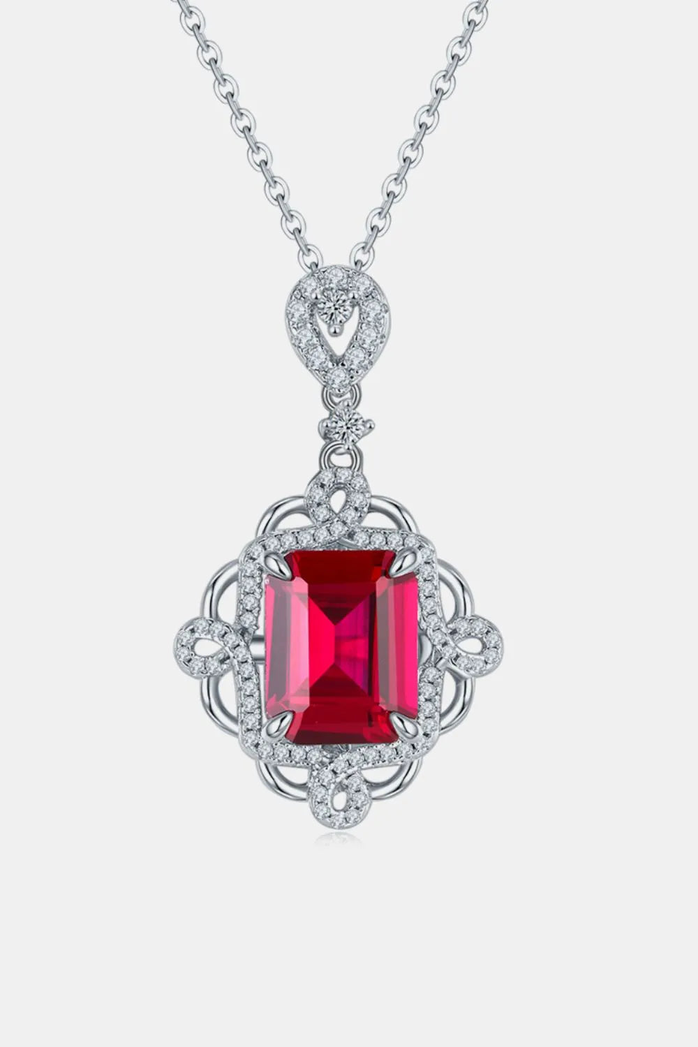 Elegant 925 Sterling Silver Ruby Pendant Necklace with 16.5" Chain – Imported Jewelry