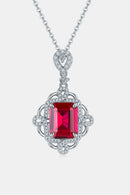 925 Sterling Silver Ruby Pendant Necklace Silver One Size