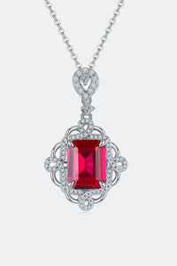 925 Sterling Silver Ruby Pendant Necklace Silver One Size