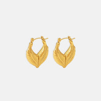 Elegant 18K Gold-Plated Titanium Steel Leaf Shape Earrings - Lightweight & Chic Design - Store 42