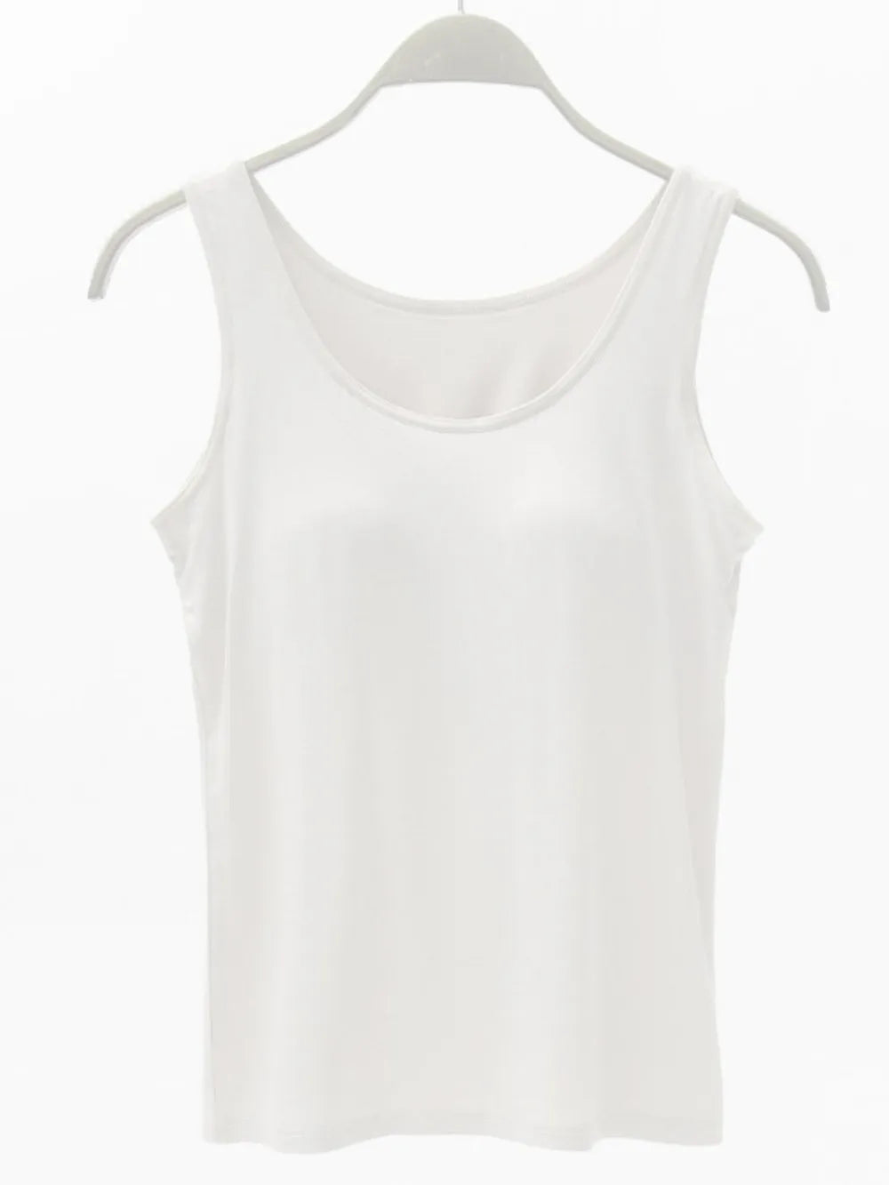 Full Size Wide Strap Modal Tank with Bra White