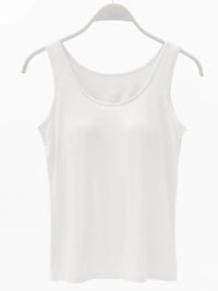 Full Size Wide Strap Modal Tank with Bra White