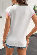 Contrast Trim Ribbed Knit Sleeveless Top