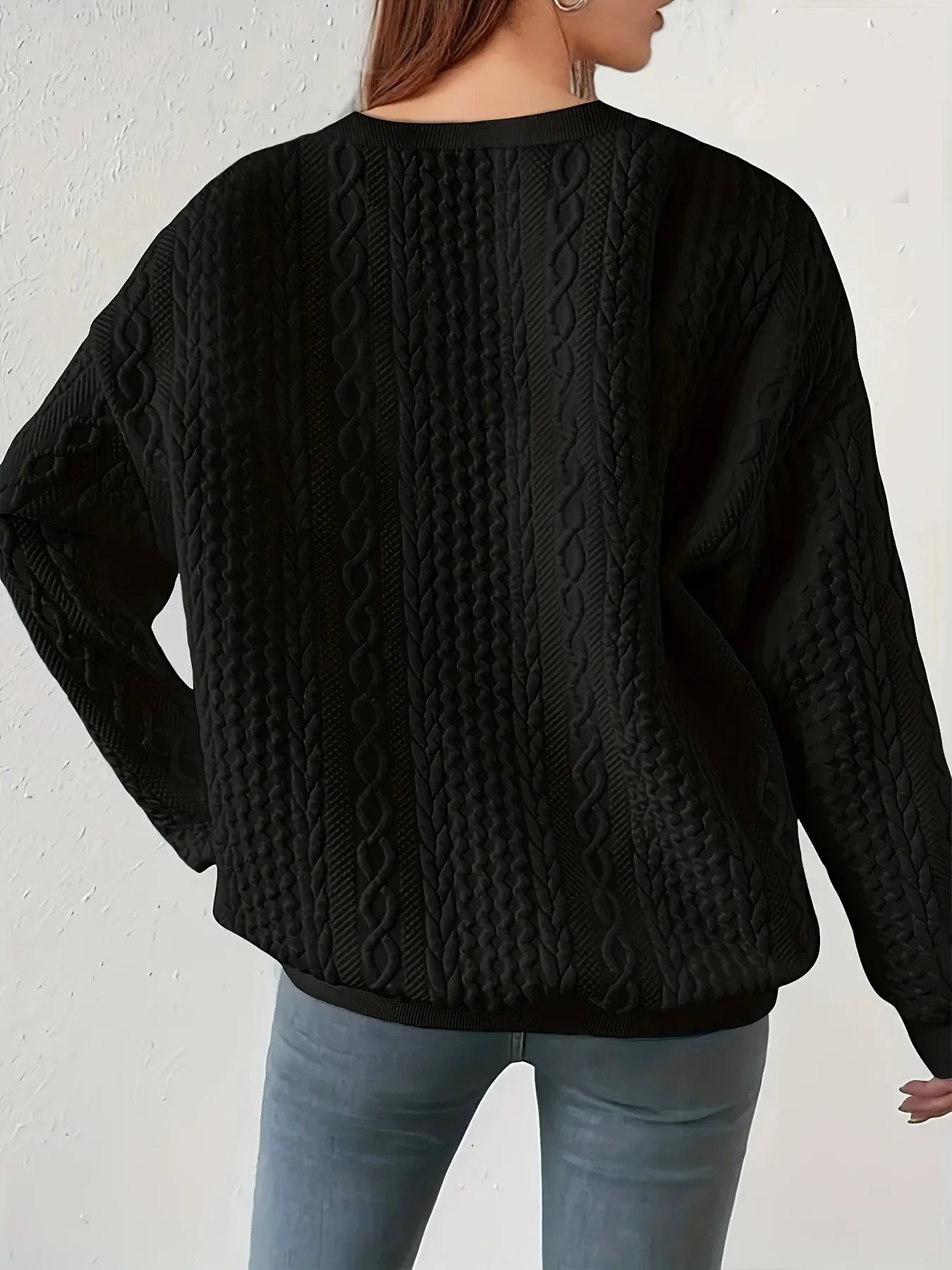 Trendsi Oversized Round Neck Long Sleeve Sweatshirt in Polyester/Spandex Blend - Machine Washable