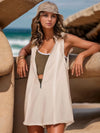 Half Zipped Hooded Sleeveless Romper Tan