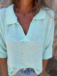 Full Size Johnny Collar Loose Knit Sweater Plus Size - Store 42