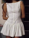 Lace Detail Sleeveless Mini Dress White
