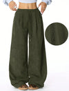 Drawstring Wide Leg Pants Army Green