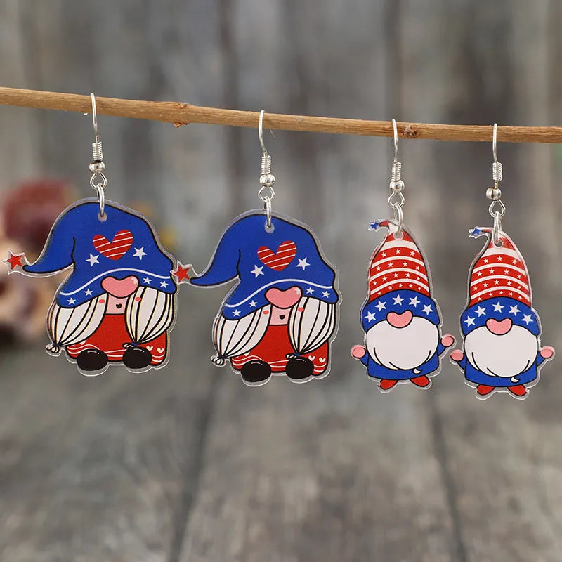 2 Pair Gnome Earrings - Unique Acrylic & Alloy Design, Lightweight Jewelry for Fun Style