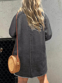 Full Size Button-Front Long Sleeve Denim Shirt Dress Plus Size - Store 42