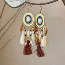 Alloy Rice Bead Dangle Earrings Brown One Size