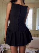 Lace Detail Sleeveless Mini Dress Black