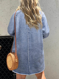 Full Size Button-Front Long Sleeve Denim Shirt Dress Plus Size - Store 42