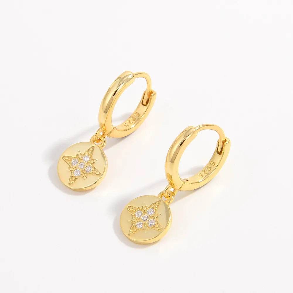 Elegant 925 Sterling Silver Zircon Earrings - 18K Gold-Plated Stylish Jewelry