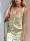 Crochet V-Neck Tank Yellow Green