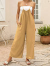 Casual Wide Leg Overalls Khaki